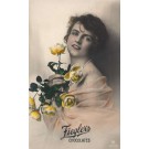 Advert Chocolate Lady with Flower Roses RP