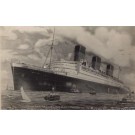 Tugboats by Ocean Liner Queen Mary Real Photo