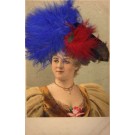 Lady with Rose on Dress Real Feathers