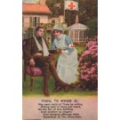 WWI Red Cross Nurse Reading Book Wounded Poem