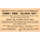 Advert for Halloween Party at Grotto Auditorium