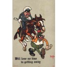 Policeman on Horse Chasing Rober Comic