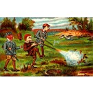 Dog Chasing Rabbit Hunters Shooting