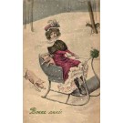 Lady Piglet in Sledge Winter New Year