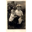 Children Touching Teddy Bear Real Photo