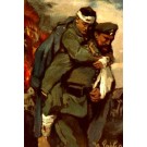 Red Cross Olderly Carrying Wounded WWI