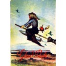 Witch Flying on Broom Racket Easter