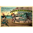 Man on Donkey Carousel Sailboats