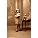 Girl by Seated Teddy Bear Real Photo