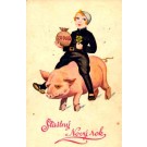 Girl Chimney Sweep Riding Pig New Year