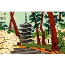 Temple Hand-Painted Woodblock