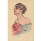 Art Deco Lady & Flowers Italian