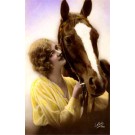 Woman and Horse Real Photo
