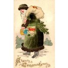 Green Robed Santa Claus with Doll